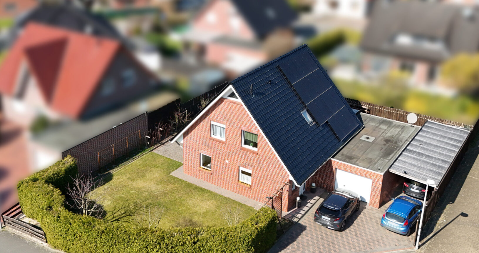 <h3>Einfamilienhaus mit PV-Anlage, Wallbox und Garten in 49479 Ibbenbüren</h3> – Enke Immobilien und Kemme Immobilien Drohne 1 KLEIN